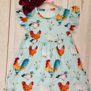 Milk Silk Ducks & Chickens Flutter Sleeve Dress, Girls Toddler Bird Watcher, Summer Dress, Rooster, Mallard, Farm Girl Country *Ships in 24