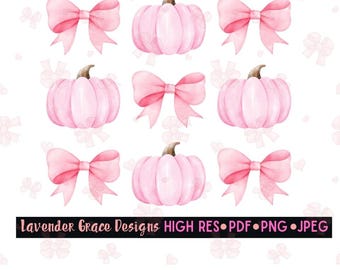 Pink Coquette Bows & Pink Pumpkins Png Pdf Jpeg, Fall Chic Digital Download, Pink is Perfect for Fall, Autumn Vibes, Fall Shirts in Pink
