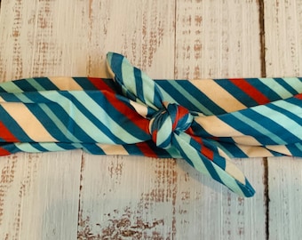 Tie it Yourself Headband for Kids 26" Long Red White Blue Striped, 4th of July, Independence Day Girls Toddler Summer *Ships in 24