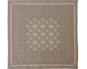 Sashiko Kit - Japanse Hana-Fukin, La boekettiere, geurige olijf