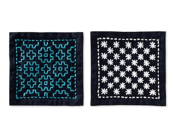 Olympus SK-479 Sashiko Coaster Kit : Straight Stitch Beginner Set (Makes 2 Coasters)
