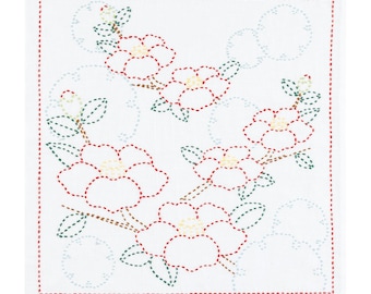 Olympus Four Seasons Sashiko Kit - Vinter Snöflinge Kamelia, Japanskt Hantverk