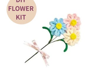 Kit voor het maken van bloemen: chenillesteel madeliefje (marguerite) bloem - gemaakt in Japan