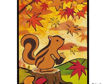 Ekorrekollage-kit: Panami japanskt höstpyssel (13,5 x 18,5 cm)