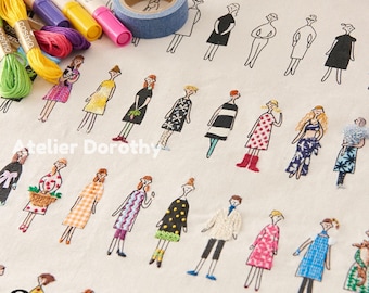 Gesneden doek stofkleuring: 100 dames (Ne-san) met Ni-san-serie - Japan Craft, lichtgrijs