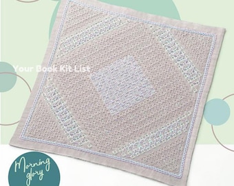 Sashiko-set: Japanse Hana-Fukin 'La bouquetiere' - Winde, lichtgrijs