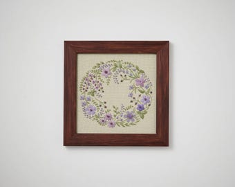 Japanskt broderikit: Atelier de Nora - Mild daglig broderitidsram - Violett krans