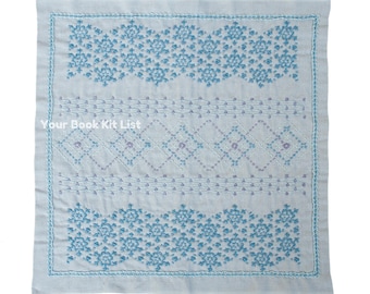 Sashiko-set Japanse Hana-Fukin, La bouquetiere - Sneeuwvlok, Lichtgrijs