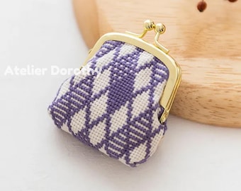 Japanese Embroidery Kit - Tiny Metal Clasp Pouch, Diamond Pattern