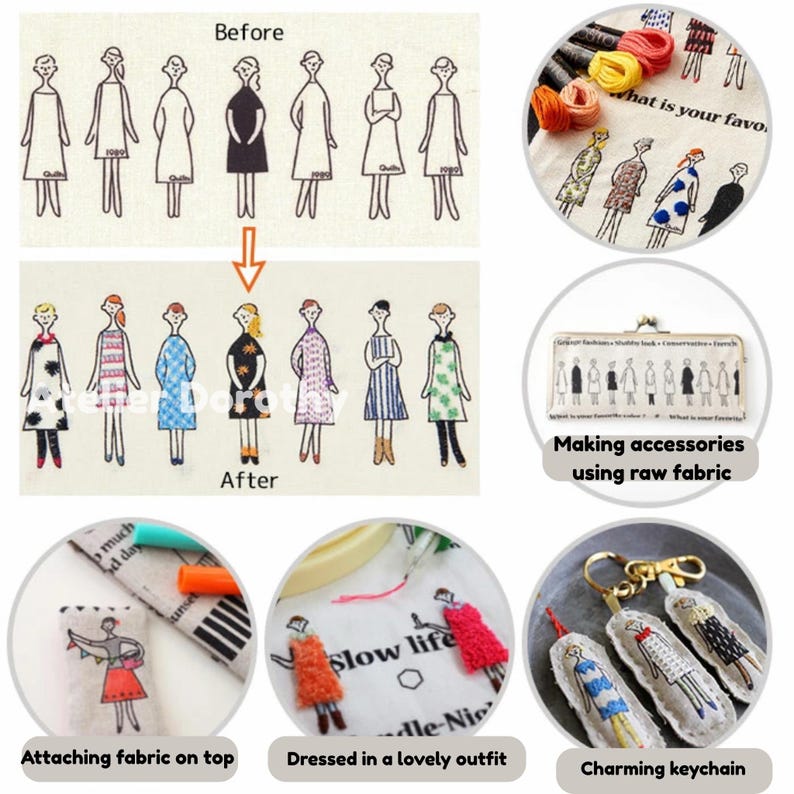 Cut Cloth Fabric Coloring : 100 Ladies (Ne-san) with Ni-san Series - Japan Craft, White image 5