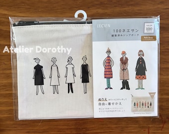 LECIEN 100 Ladies Series: Pre-sewn Zipper Pouch - Pale Gray, by Kazue Nakashima