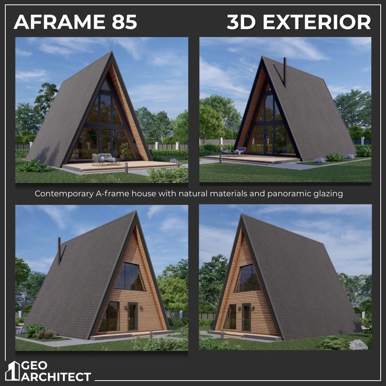AFRAME 85 House Plan | Modern Two-storey Cabin | Scandinavian Home ...