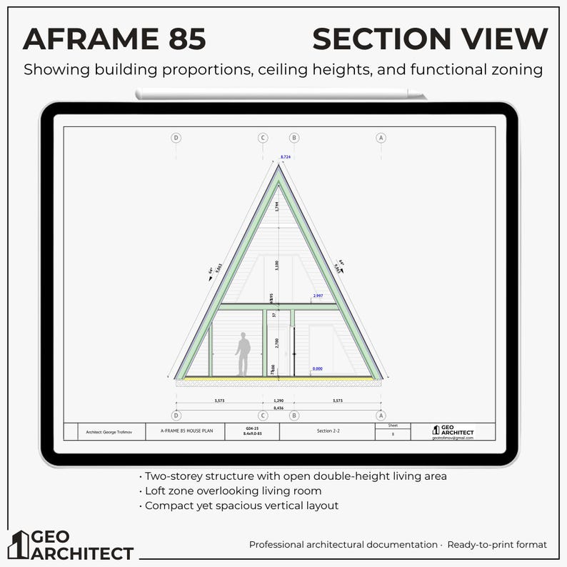 AFRAME 85 House Plan | Modern Two-storey Cabin | Scandinavian Home ...
