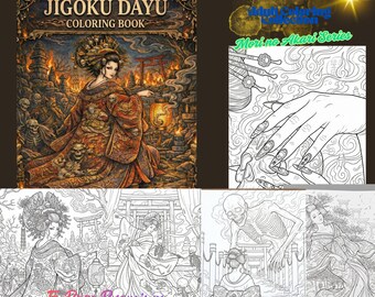 Jigoku Dayu Dark Japanese Coloring Pages – 5 Page Ghostly Courtesan Digital Download Set