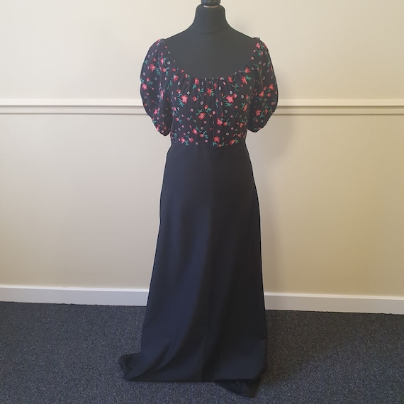 1970s Prairie maxi black dress vintage. - image 1