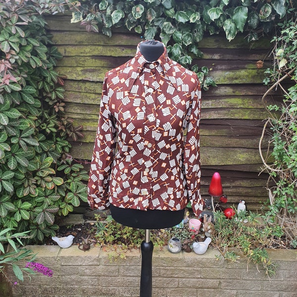 Vintage 1970s collar brown shirt