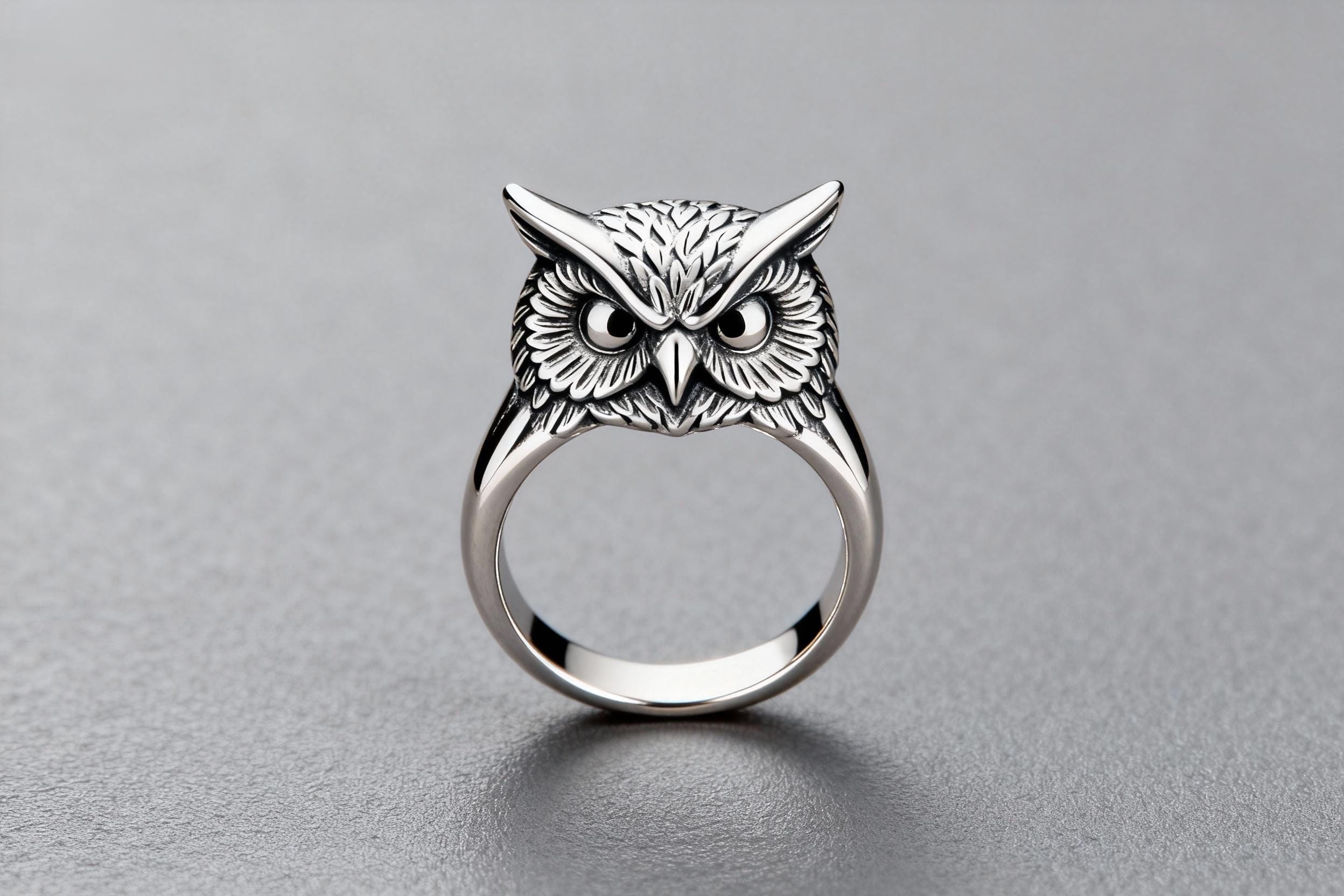 Owl Insight Ring&rdquo; Handcrafted Sterling Silver &ndash; Customizable Owl Spirit