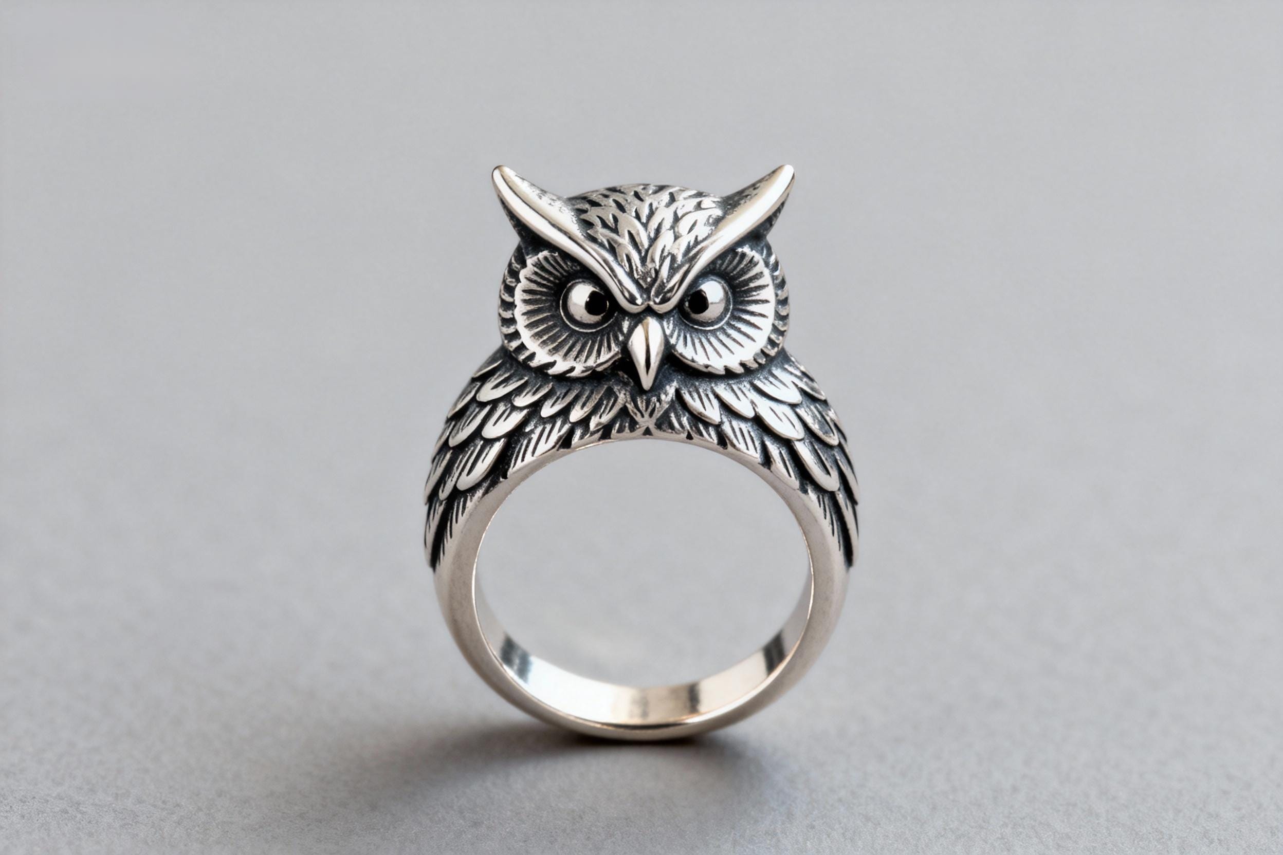 Owl Wisdom Guardian Ring&rdquo; Handcrafted Sterling Silver &ndash; Customizable Owl Signet Jewelry