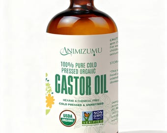 Pure Organic Castor Oil 16oz – Cold Pressed, Unrefined, USDA Organic – Glass Bottle for Hair Growth, Eyelashes, Eyebrows, Face &  Packs
