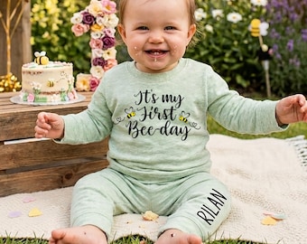 First Bee Day, Personalized 1st Birthday Cake Smash Outfit, Bumblebee Birthday Gift for One Year Old