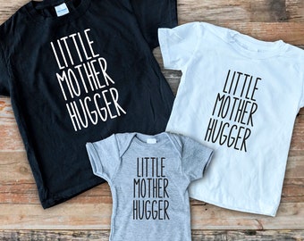 Little Mother Hugger, Funny Mothers Day Shirts, Mothers Day Shirts for Kids, Mothers Day Gift from Kids, Funny Baby romper