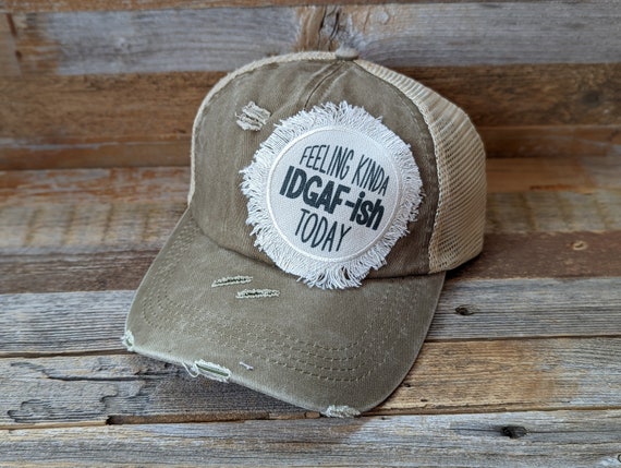IDGAF Sarcastic Mom Hat: Distressed Ponytail Trucker Cap - Etsy display picture 1