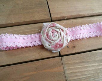 Baby Headband, pink headband, shabby chic headband, Flower Headband, rosette flower headband, head wrap, Baby Hair Bows, photo prop