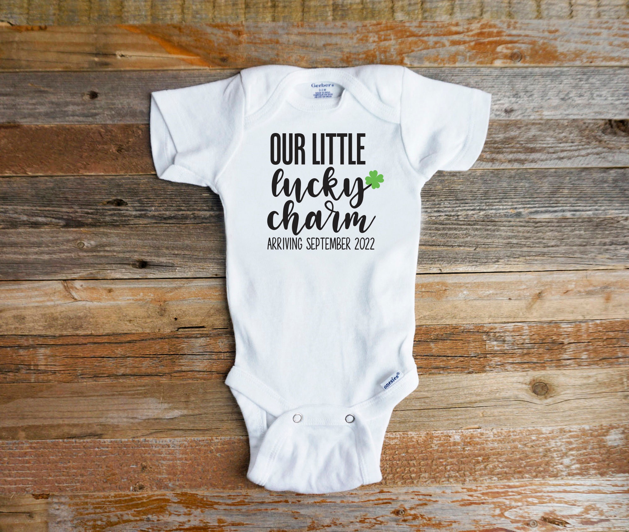 Little Lucky Charm St Patricks Day Pregnancy Announcement Onesie 