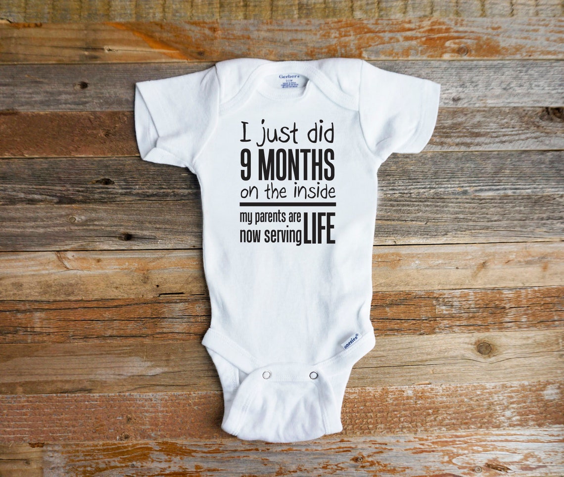 Funny baby onesie I just did 9 months on the inside my Etsy