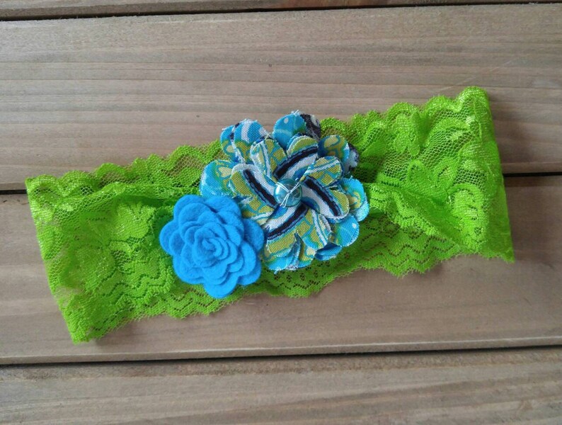 Flower Headband Bright Green Headband Baby Headband Baby Etsy