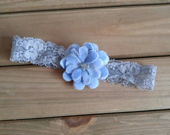 Baby Headband, Baby Headbands, blue headband, gray headband, Flower Headband, flower headbands, head wrap, Baby Hair Bows, photo prop