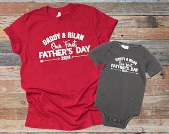 Matching First Father's Day Shirts, Our First Fathers Day, Fathers Day Gift for New Dad, Daddy and Me shirts, Personalized Fathers Day Shirt