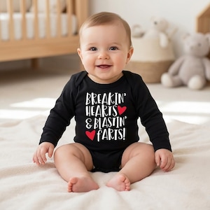 Body de bebé divertido: Conjunto de manga larga "Rompiendo corazones, tirando pedos"