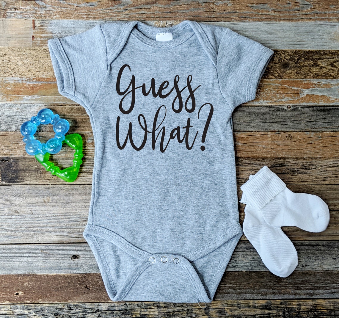 Guess What Pregnancy Announcement Onesie Baby Reveal Onesie Etsy