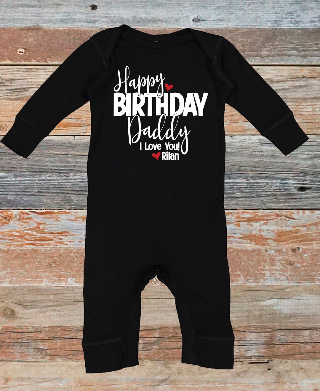 SIX BUNNIES BABY ROMPER I LOVE MY DAD TATTOOS GREY main image 1