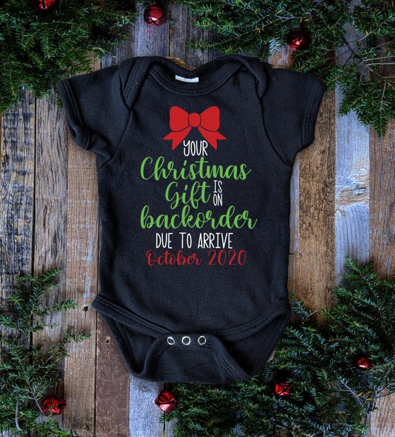 Your Christmas Present Is On Layaway Pregnancy Announcement Reveal Onesie® Family Baby Reveal Christmas Pregnancy Announcement bodysuit 