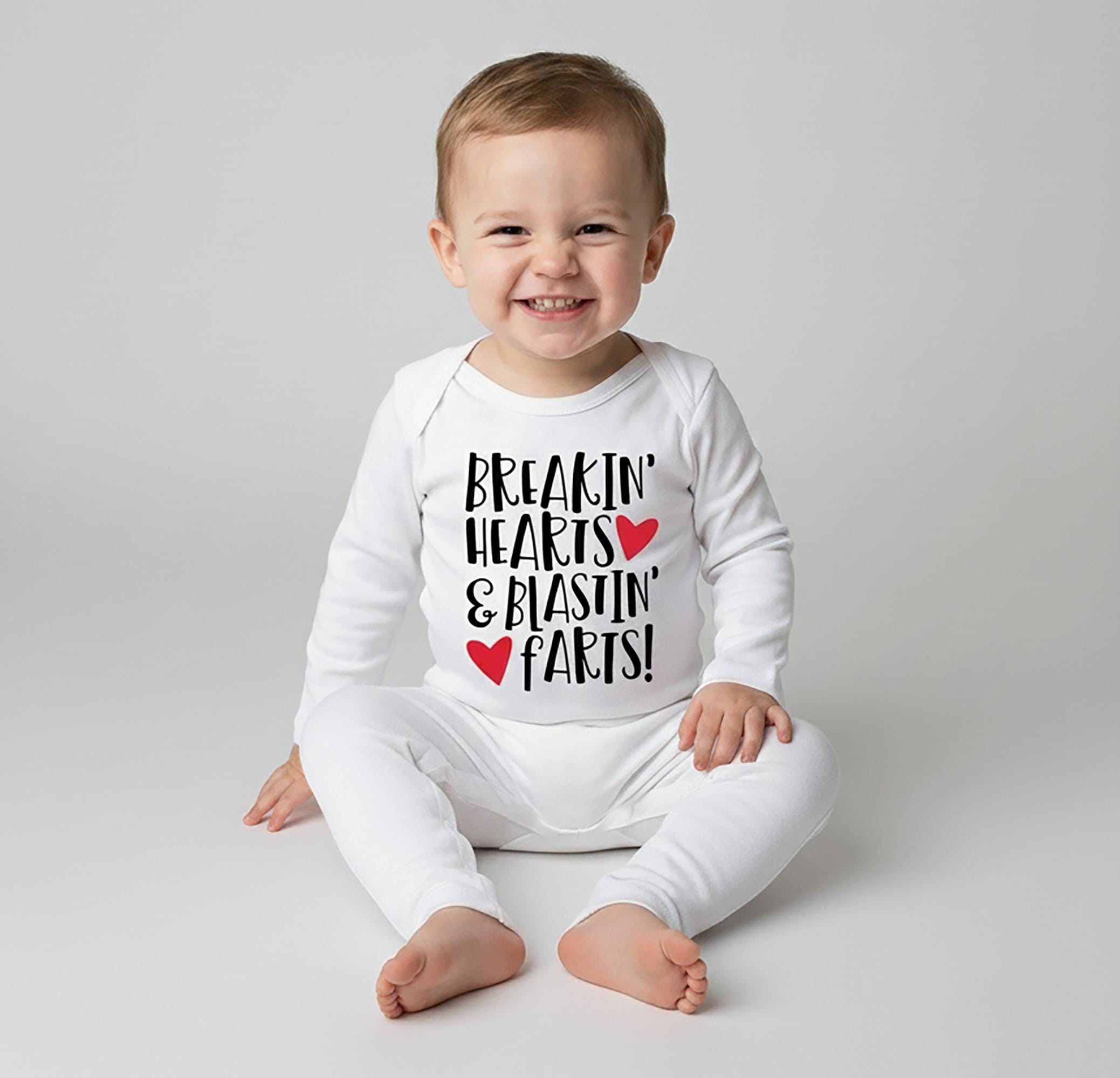 Breaking Heart Blasting Farts Funny Newborn Baby Boy Girl Infant Romper Onesie