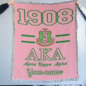 Gepersonaliseerde Alpha Kappa Alpha-franjedeken, aangepaste naamsjaal, cadeau vrouwenclubzus