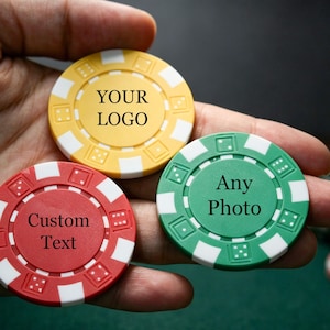 Custom Text Poker Chips, Personalized Casino Tokens,Game Night Gift