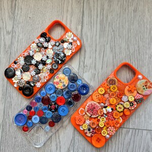 Button Art iPhone 14 Plus Case, Mosaic Resin Finish, Artisan Handmade Shell