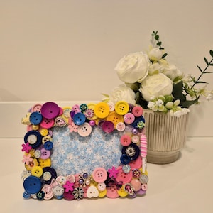 Handmade Colorful Button Frame – Home Decor Gift