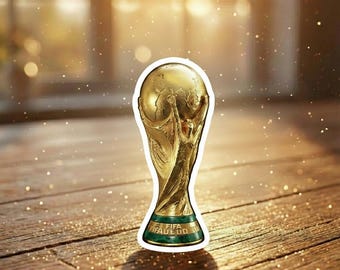 Golden World Cup Trophy Sticker – Premium Die-Cut Soccer Decal for Laptops & Notebooks