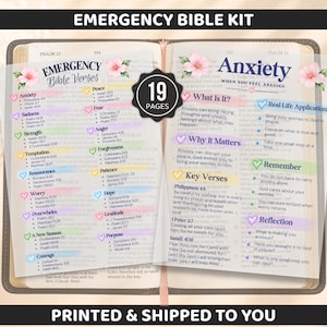 Emergency Bible Verses Vellum Inserts, Printed Bible Study Cards, Christian Encouragement, Scripture Reference, KJV Vellum Bible Inserts