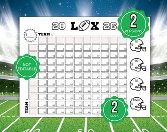 Super Big Game Football Squares, Fußball Quadrate, 2026 Super Big Bowl Pool, Fußball Partyspiele, Fußballspiele, Fußballaktivität, Quadrat