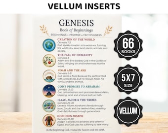 Bible Tip Ins on Vellum, 66 Books of the Bible, Bible Journaling Inserts, Bible Study Guide, Bible Book Summaries, Christian Gift, Vellum
