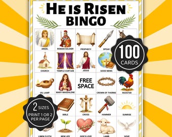 Easter Church Bingo, He is Risen Bingo, Resurrection Bingo, Bible Bingo, Christian Bingo, Easter Bible Game, Bible Resurrection Game, Easter