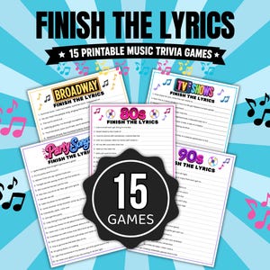 Finish the Lyrics Trivia Games, Music Trivia Games, Senior Finish the Lyrics, Pub Trivia Games, Song Trivia, Song Lyric Games, Music Games