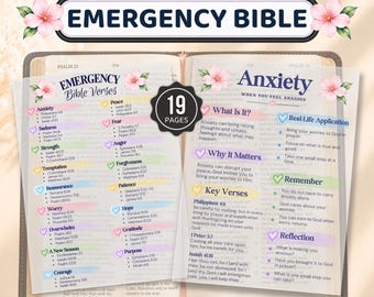 Emergency Bible Verses Vellum Inserts, Printed Bible Study Cards, Christian Encouragement, Scripture Reference, KJV Vellum Bible Inserts