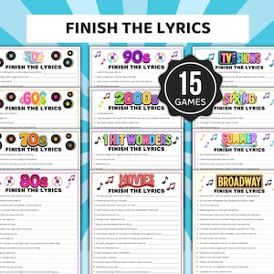 Finish the Lyrics Trivia Games, Music Trivia Games, Senior Finish the Lyrics, Pub Trivia Games, Song Trivia, Song Lyric Games, Music Games