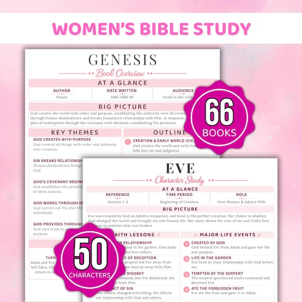 Bijbelstudie voor vrouwen, Karakterstudiegids voor vrouwen uit de Bijbel, Karakterbeschrijvingen van vrouwen in de Bijbel, Studie over vrouwen in de bediening, Vrouwen van geloof